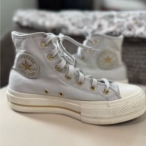 Converse Platform High Top Sneakers Light Gray and Gold size 7.5 Women
